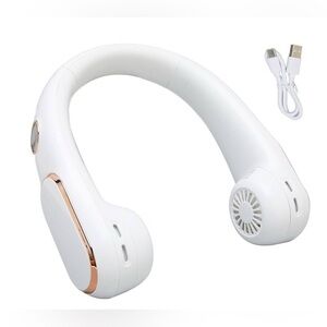Neck Fan 4 Speeds Quiet Bladeless USB Rechargeable 2400mAh Battery